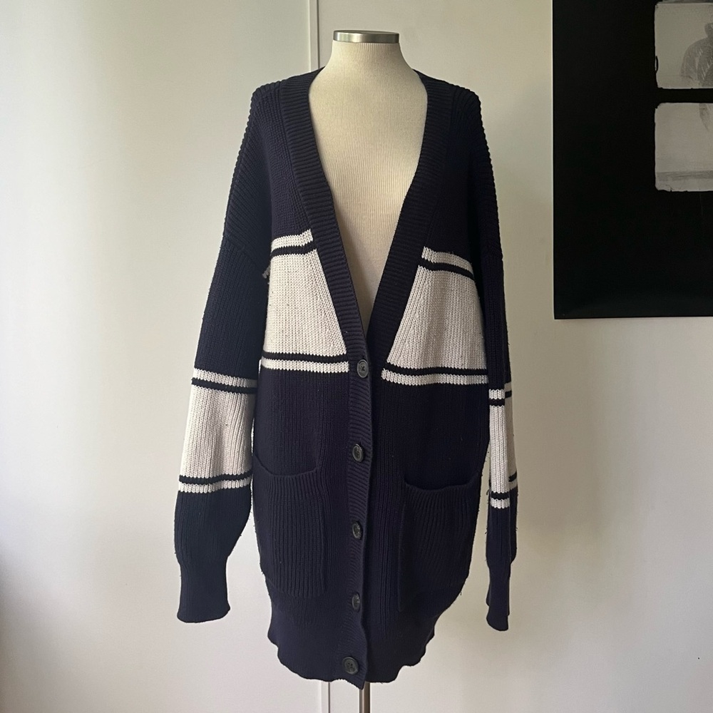 Long prep cardigan in navy